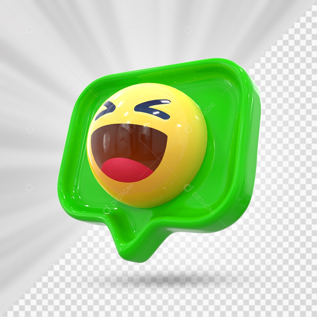 Emoji de Comentário Verde Feliz Elemento 3D Para Composição PSD