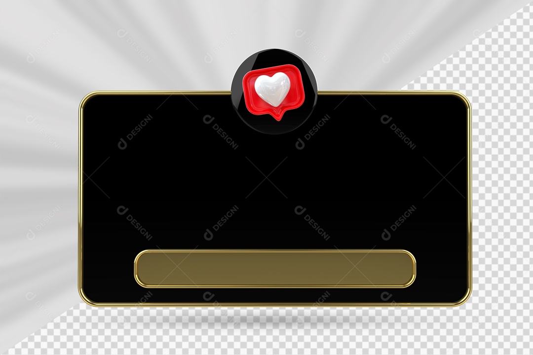 Caixa de Texto Preto E Marrom Ícone De Coração Elemento 3D Para Composição PSD