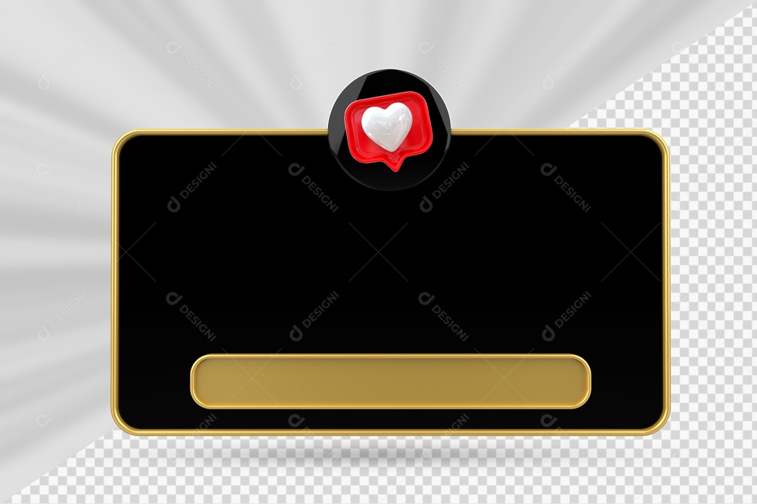 Caixa de Texto Preto E Marrom Ícone De Coração Elemento 3D Para Composição PSD