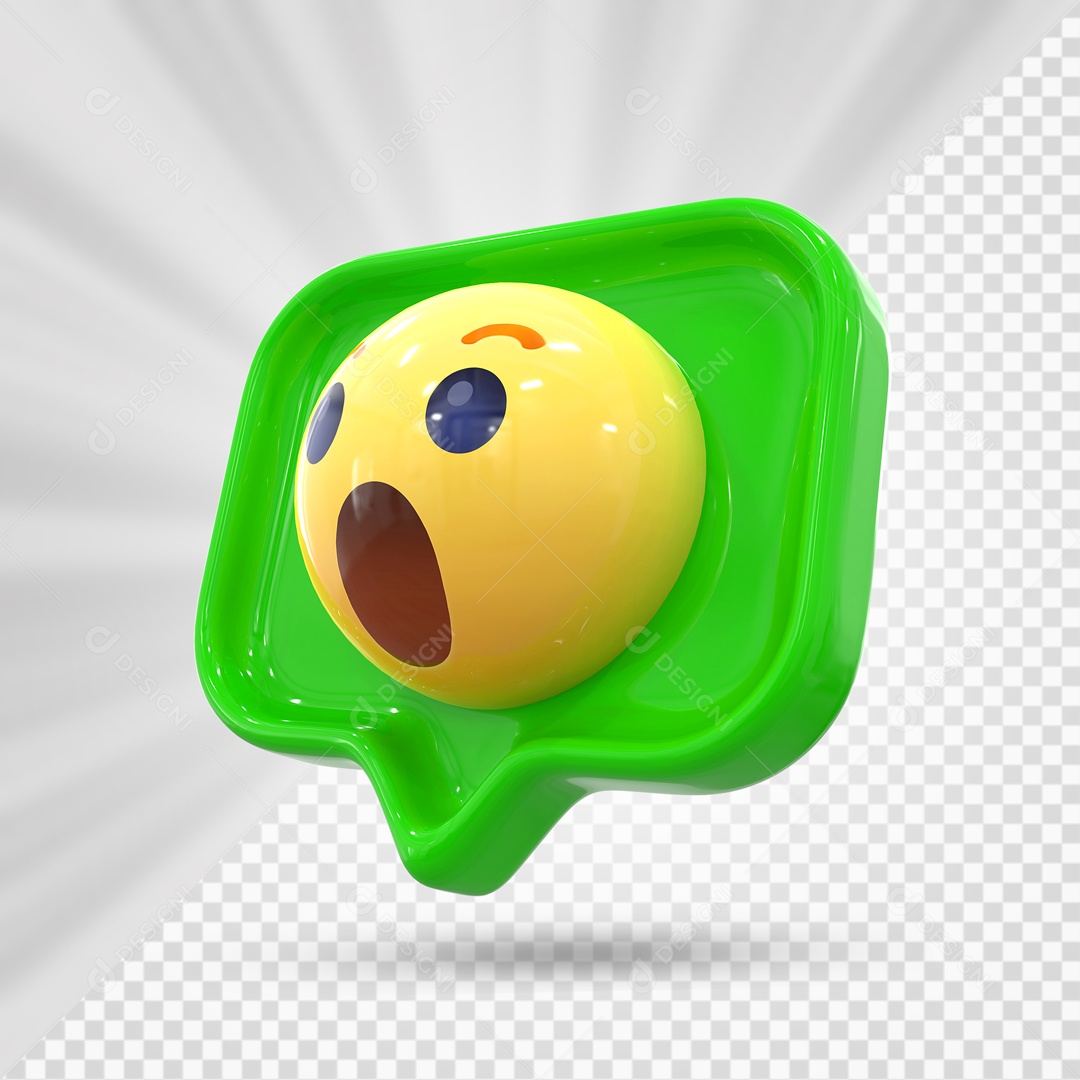 Emoji Verde Reação Uau Elemento 3D Para Composição PSD