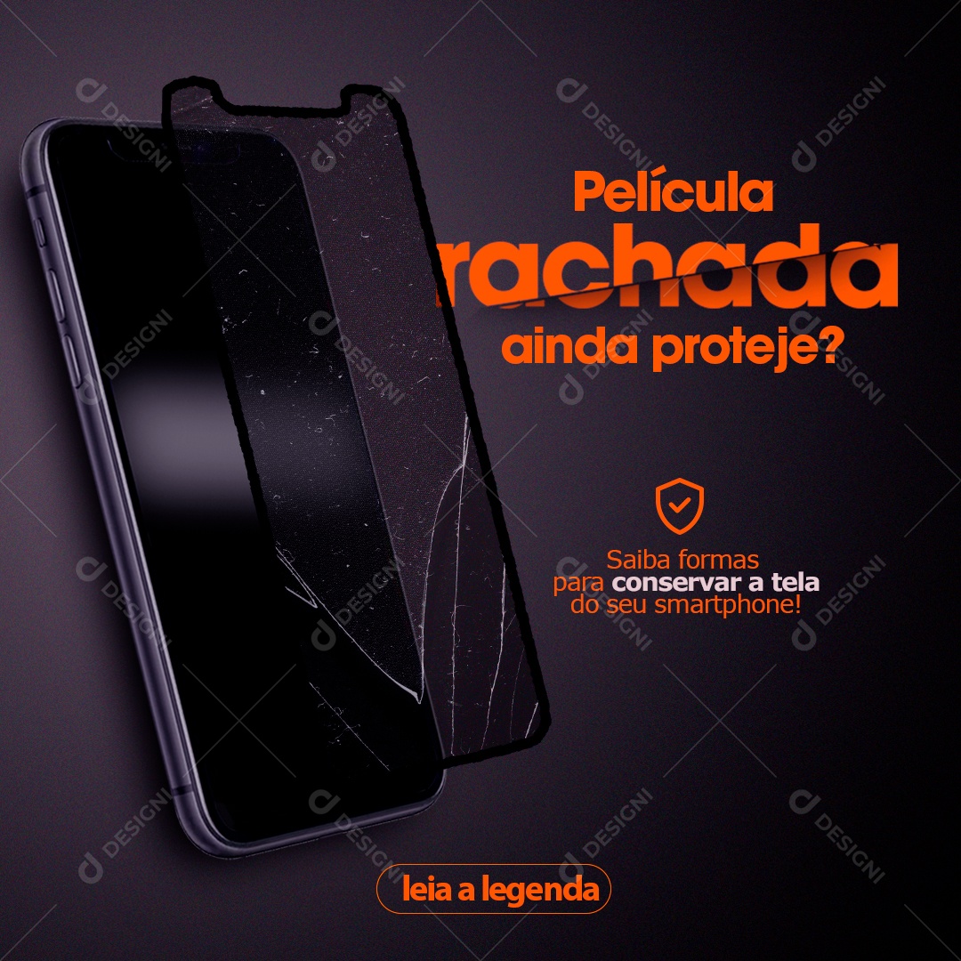 Social Media Iphone Película Quebrada Ainda Proteje Smartphone PSD Editável