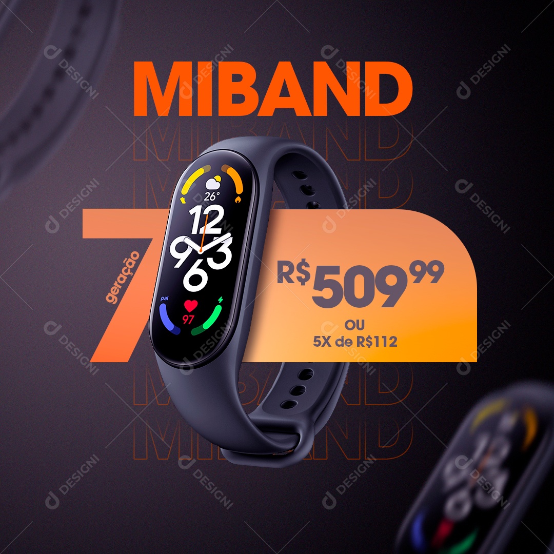 Social Media Miband Smartwatch Venda PSD Editável