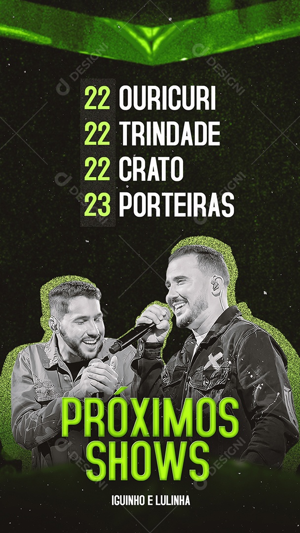 Story Próximos Shows Iguinho & Lulinha Flyer Social Media PSD Editável