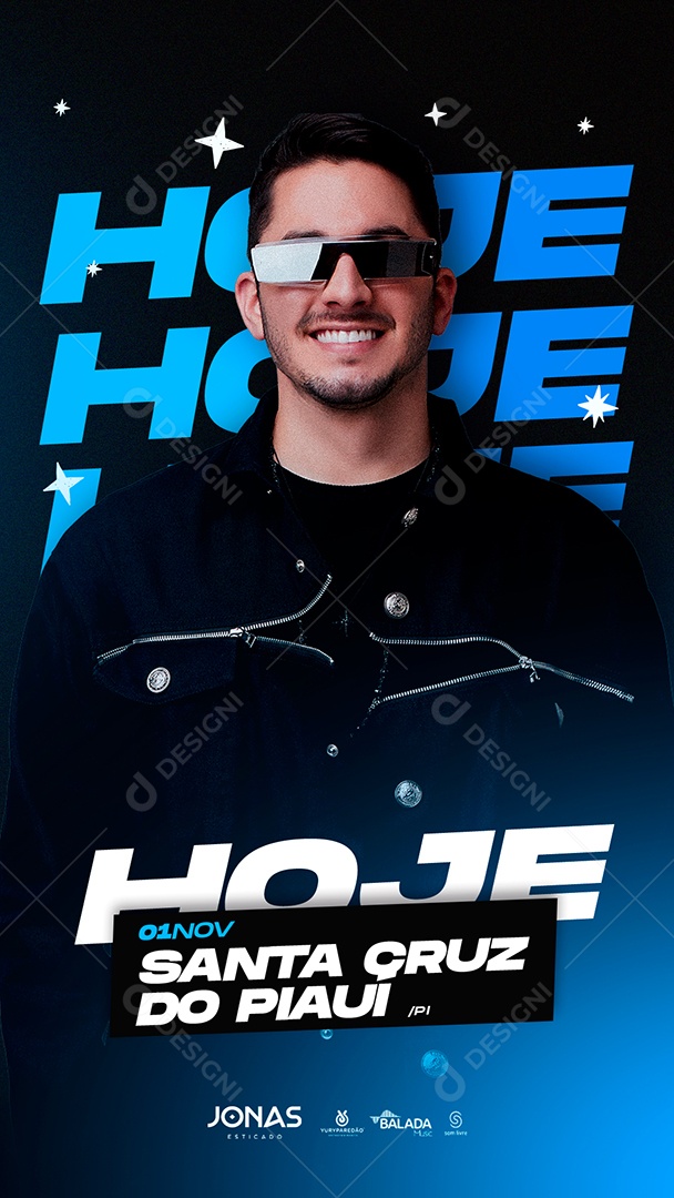Story Hoje Agenda de Show Jonas Esticado Flyer Social Media PSD Editável