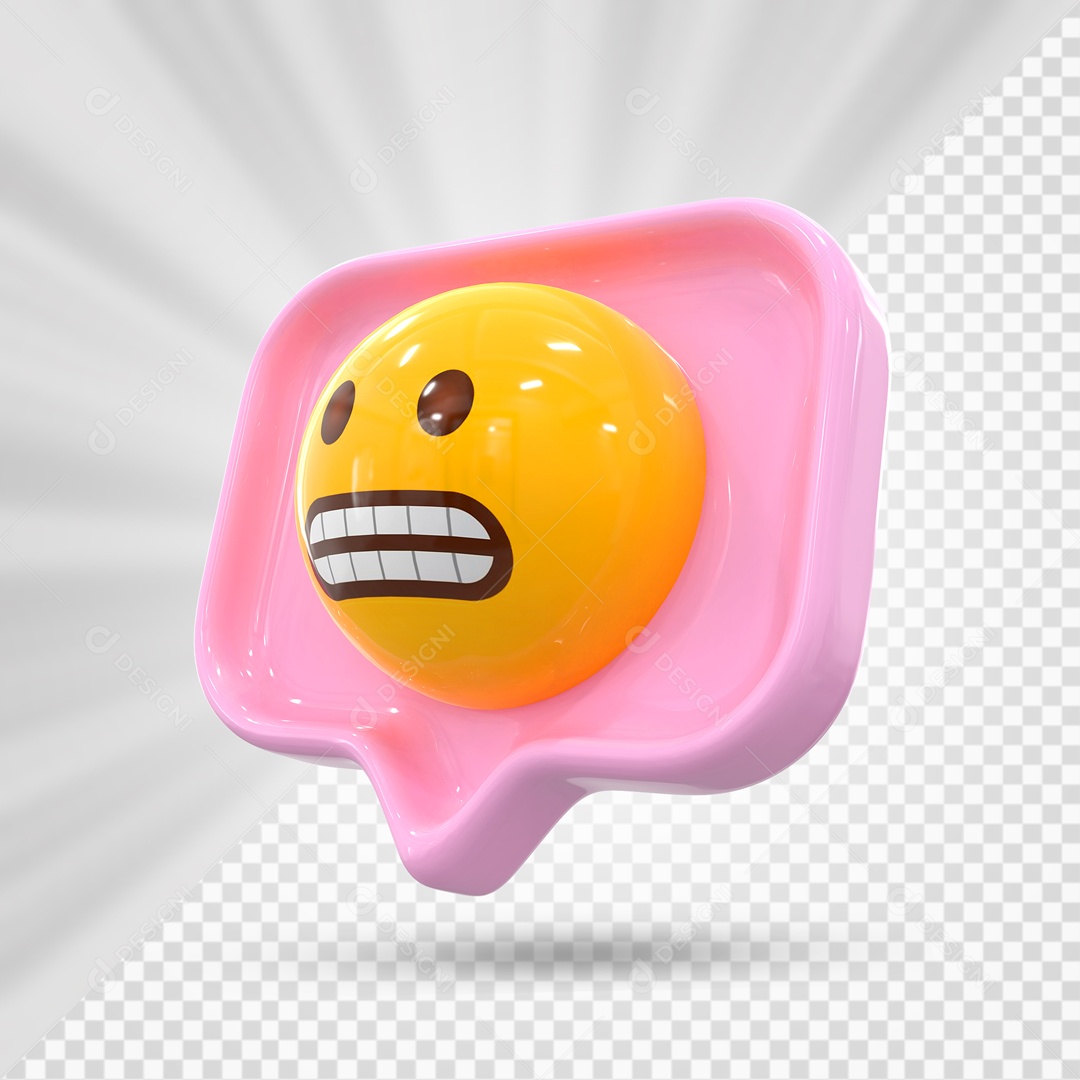 Emoji Rosa Reação Careta Elemento 3D Para Composição PSD