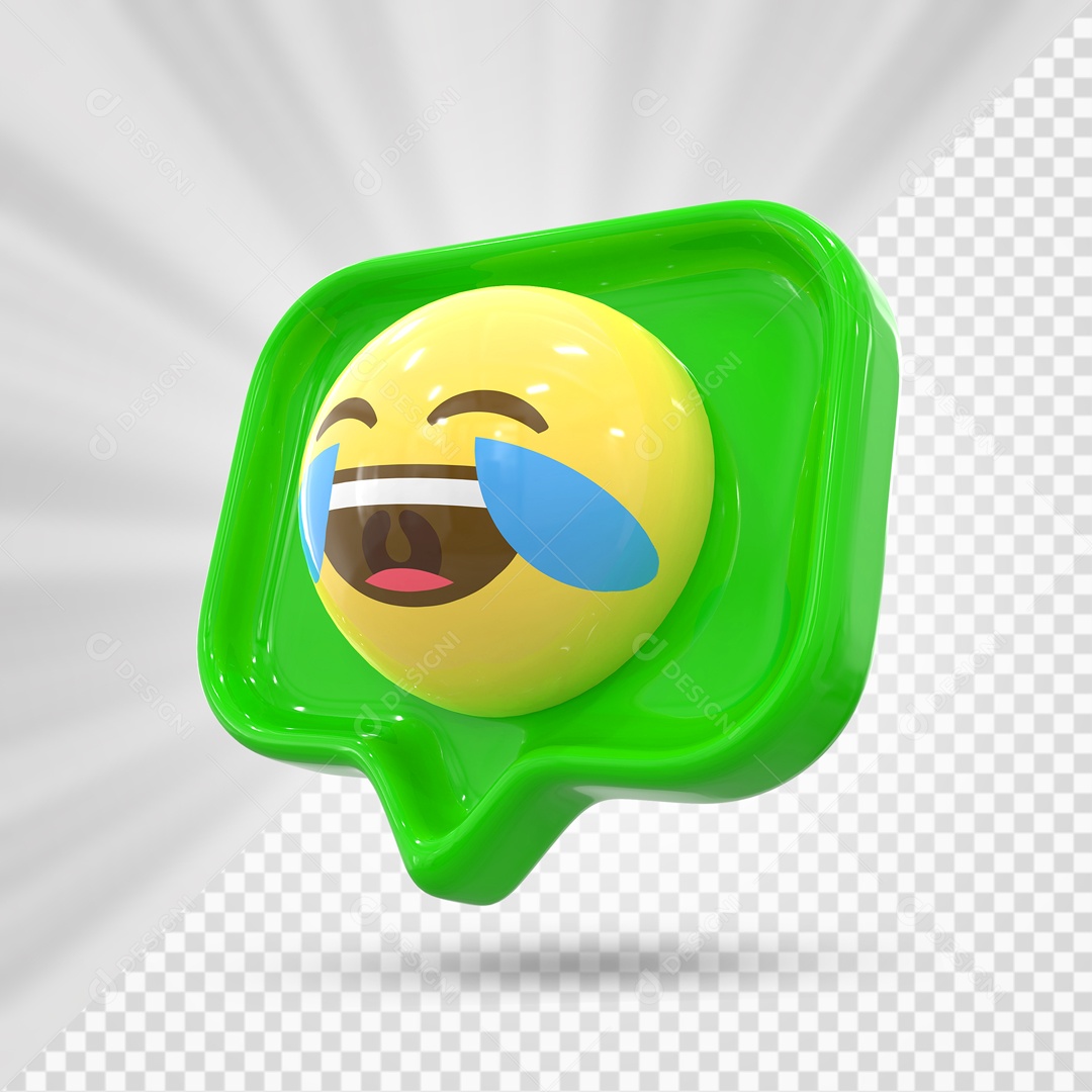 Emoji de Comentário Verde Chorando de Alegria Elemento 3D Para Composição PSD