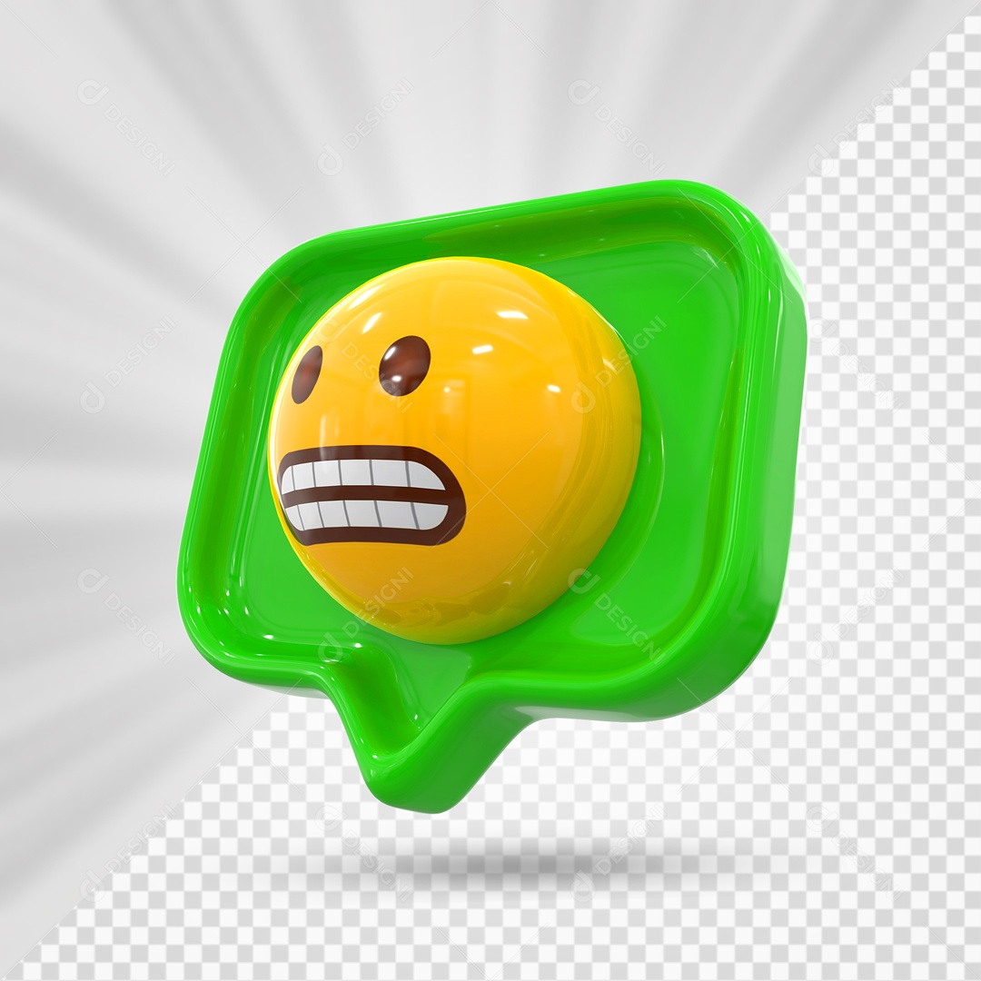 Emoji Verde Reação Careta Elemento 3D Para Composição PSD
