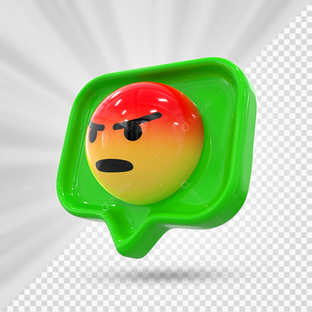 Emoji Verde Reação Uau Elemento 3D Para Composição PSD