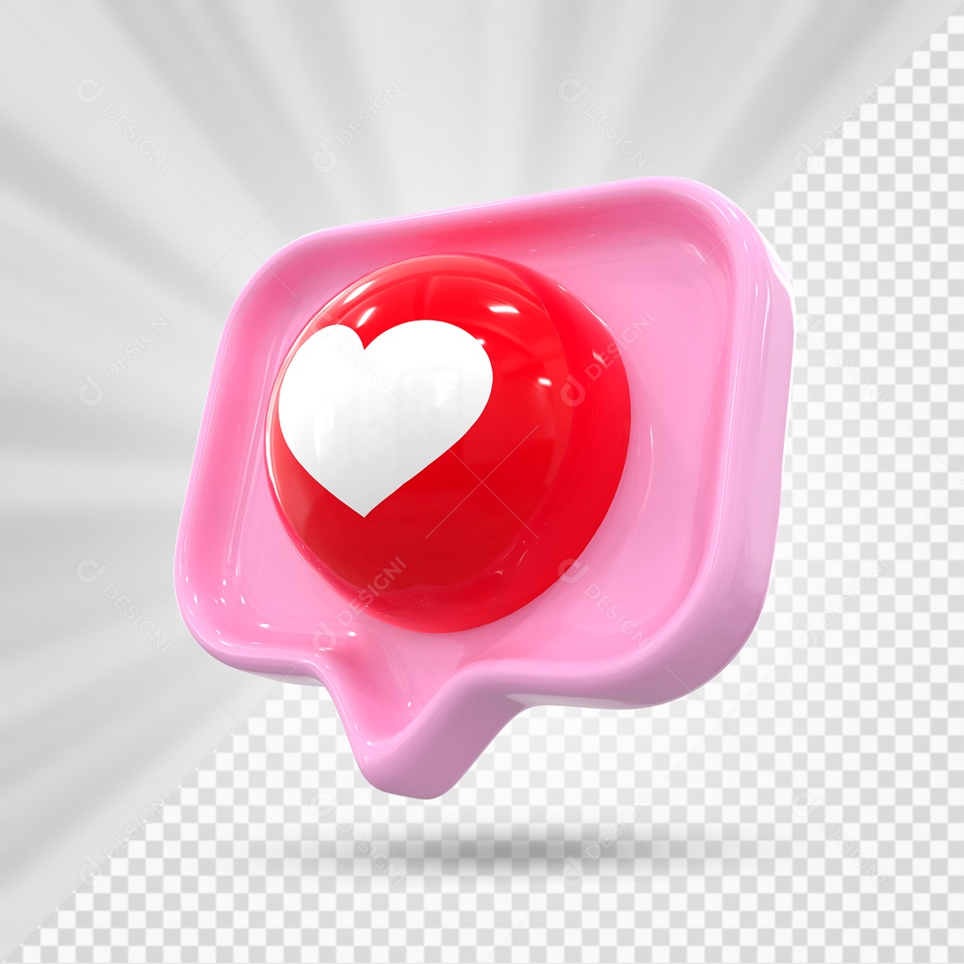 Emoji Rosa De Coração Elemento 3D Para Composição PSD