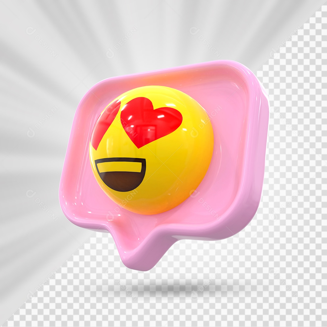 Emoji Rosa Reação Apaixonado Olhos De Coração Elemento 3D Para Composição PSD