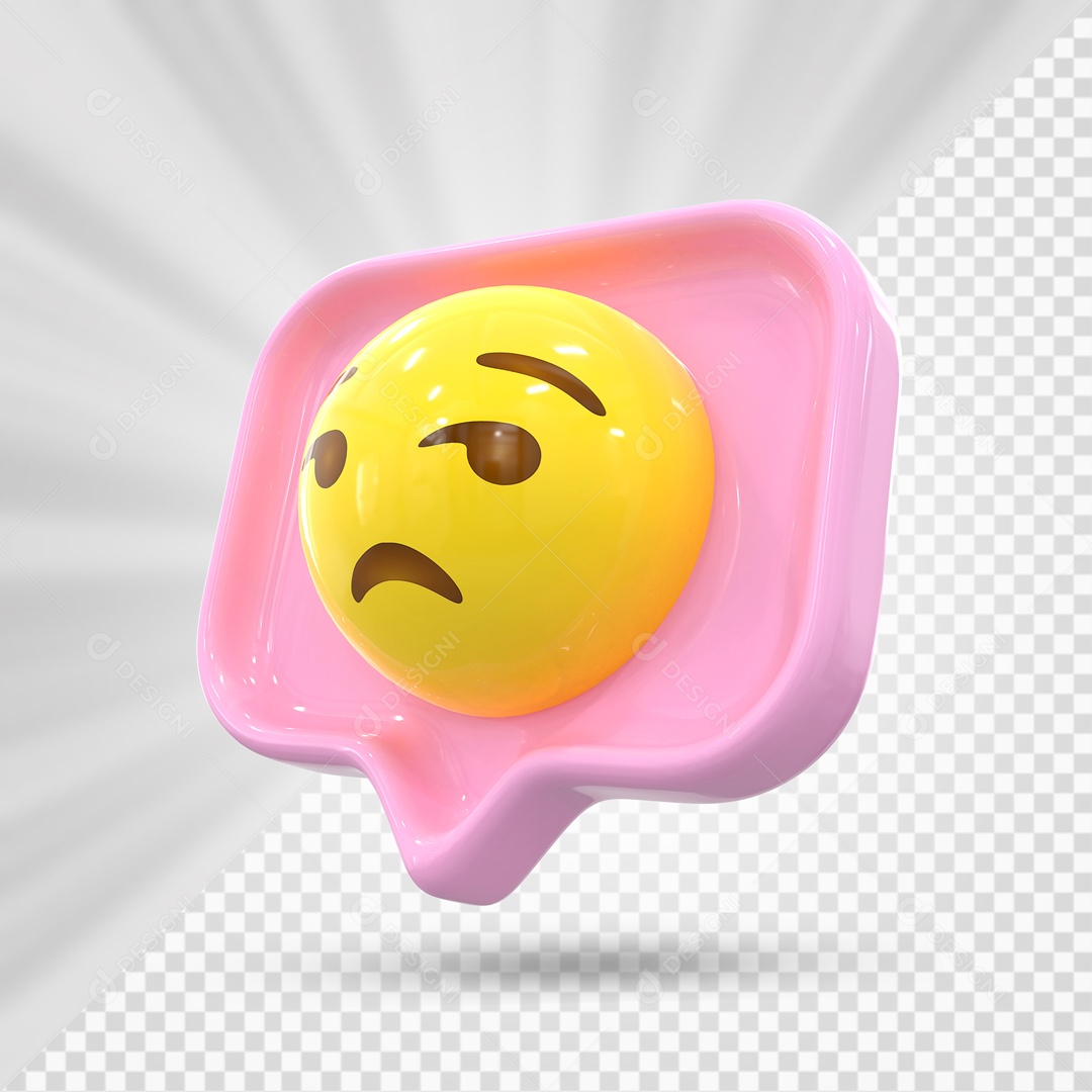 Emoji Rosa Reação Entediado Elemento 3D Para Composição PSD