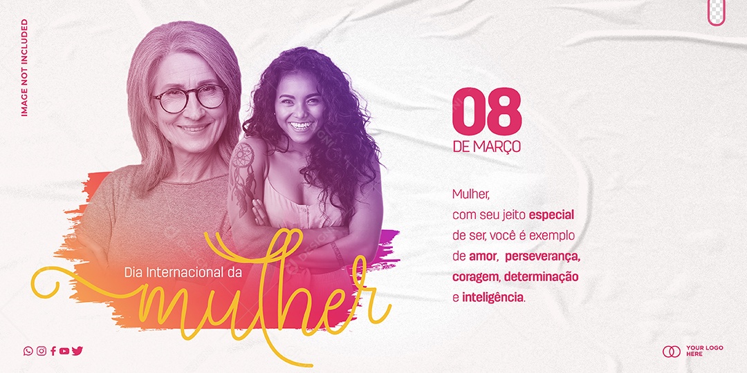 Social Media Banner Dia da Mulher 08 de Março PSD Editável