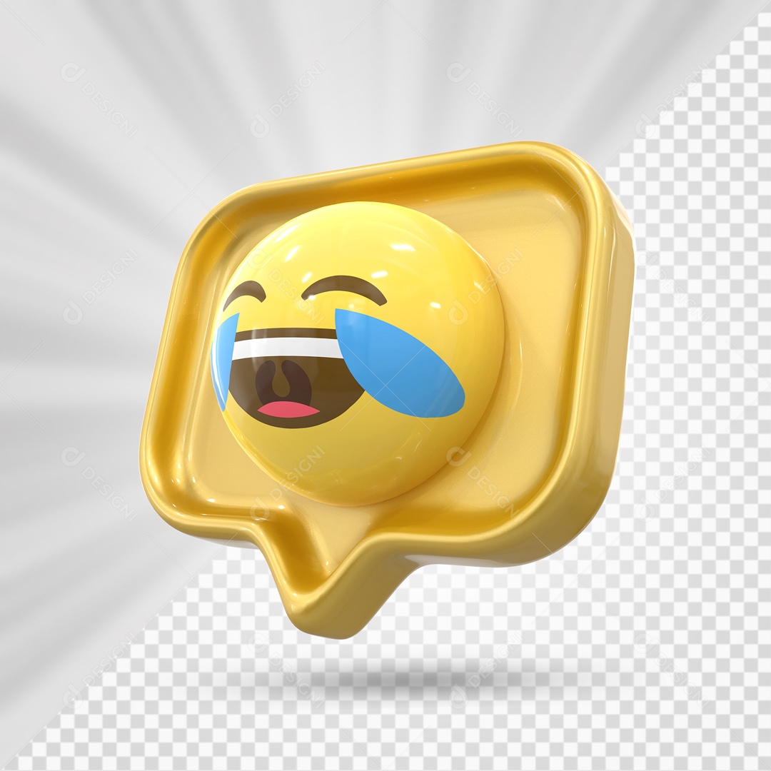 Emoji de Comentário Amarelo Chorando de Alegria Elemento 3D Para Composição PSD