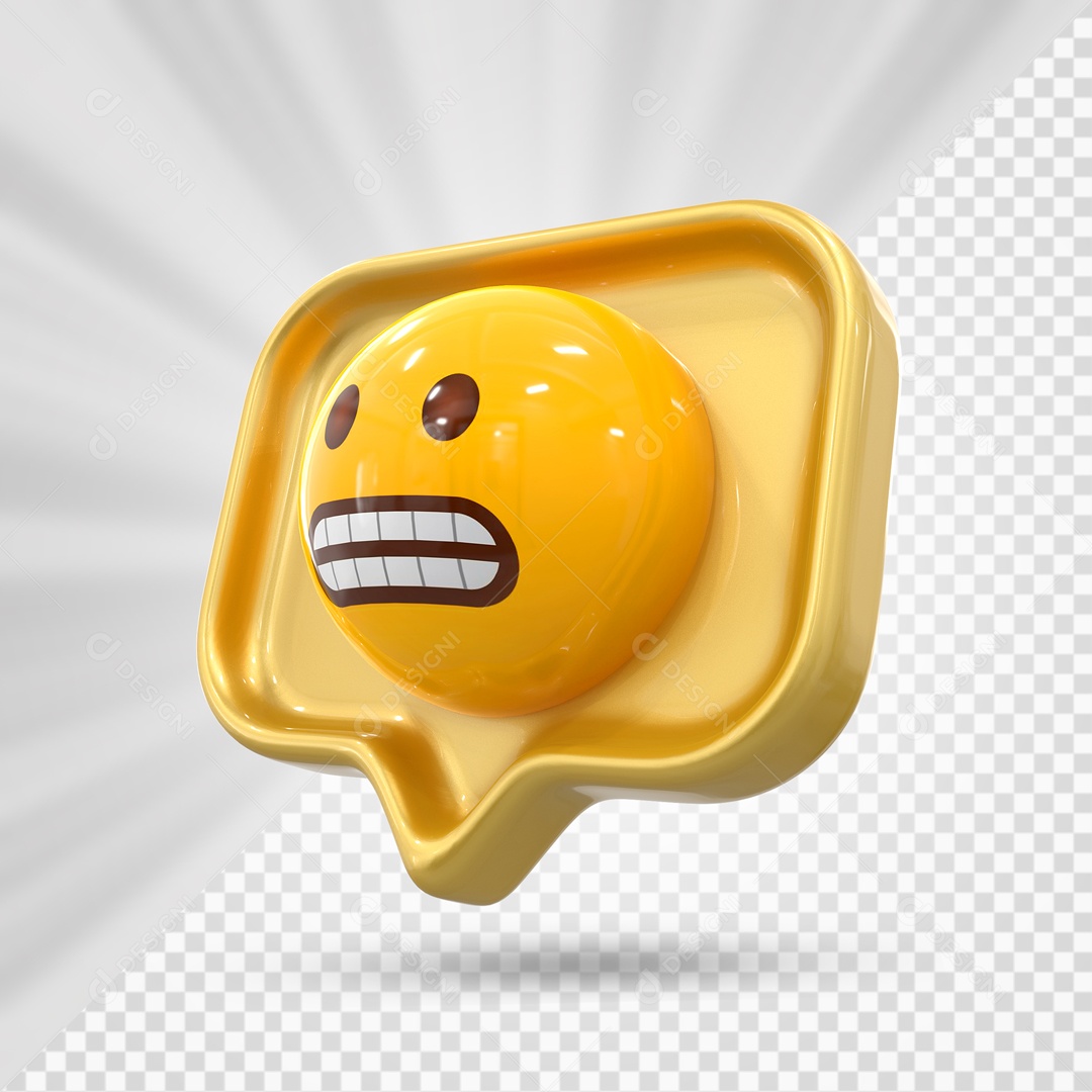 Emoji Amarelo Reação Careta Elemento 3D Para Composição PSD