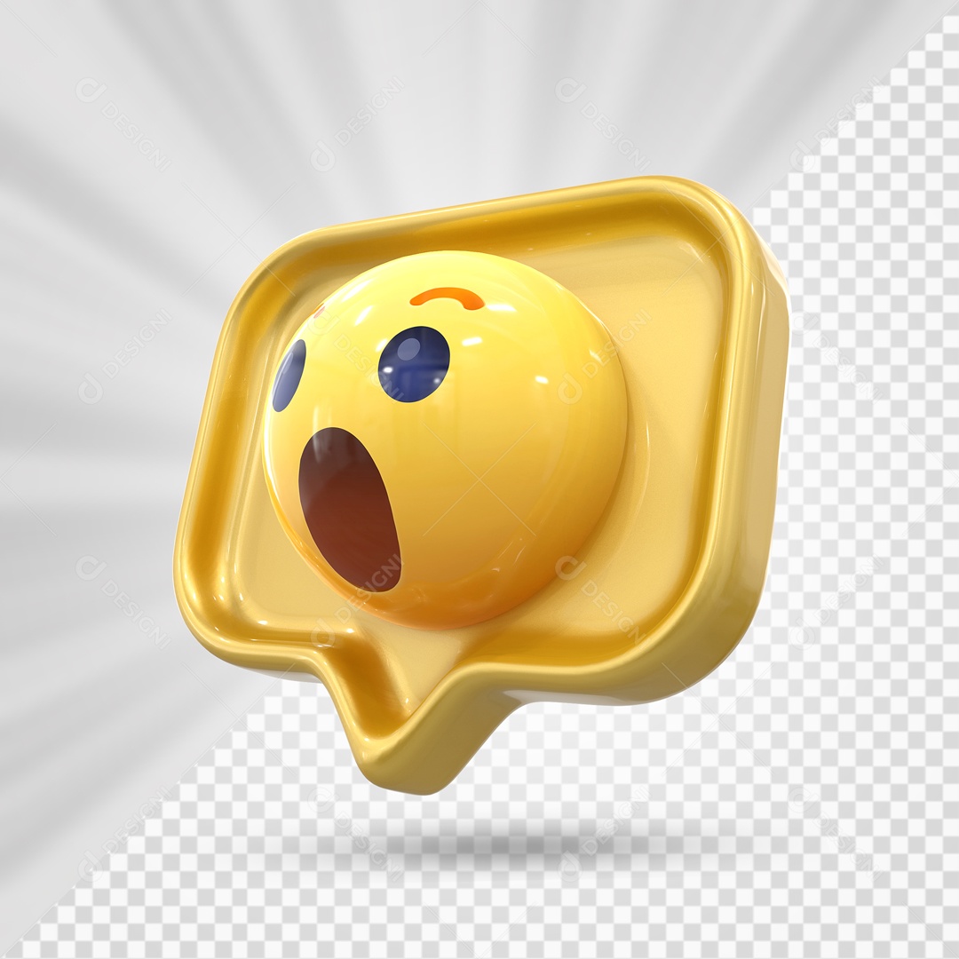 Emoji Amarelo Reação Uau Elemento 3D Para Composição PSD