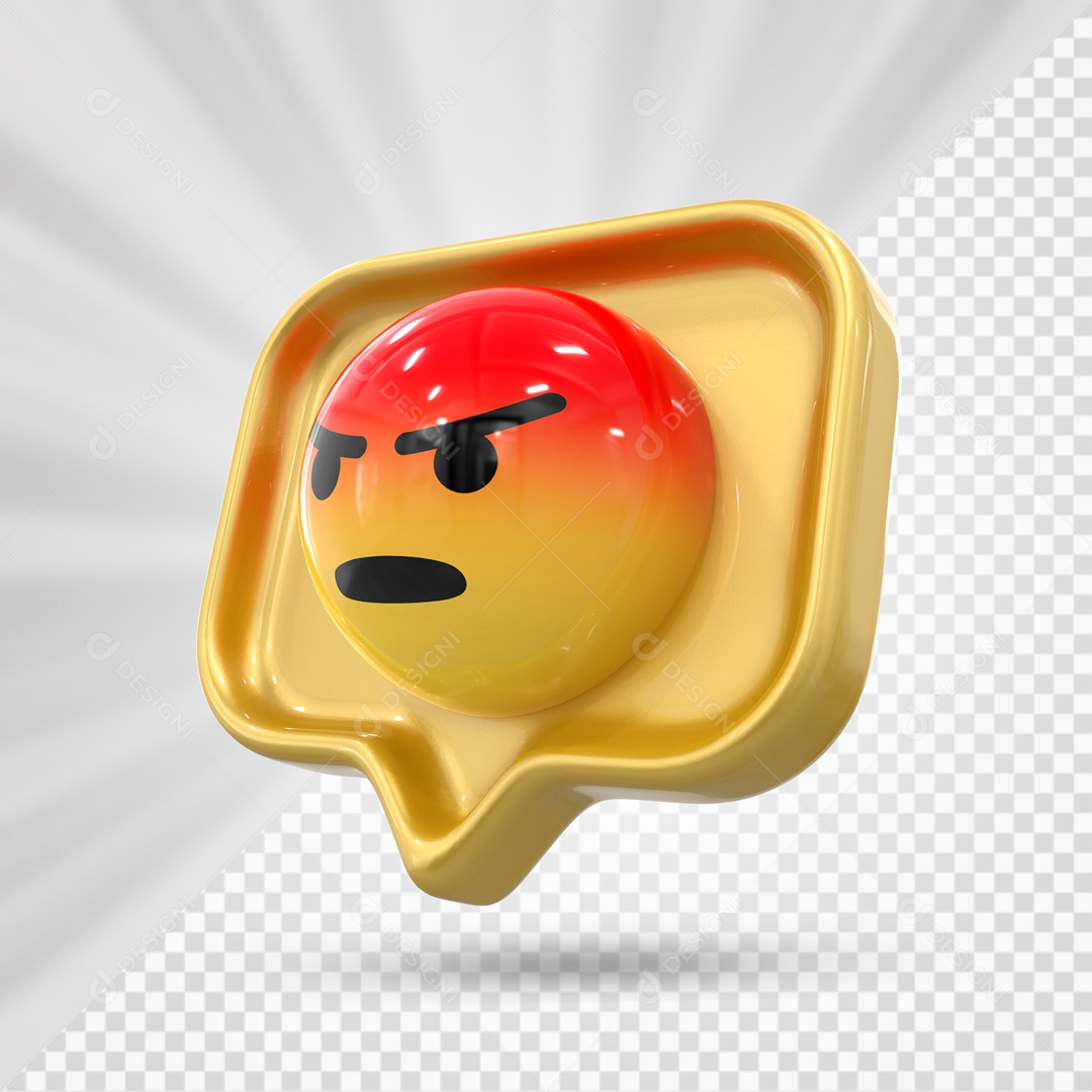 Emoji Amarelo Reação Raiva Elemento 3D Para Composição PSD