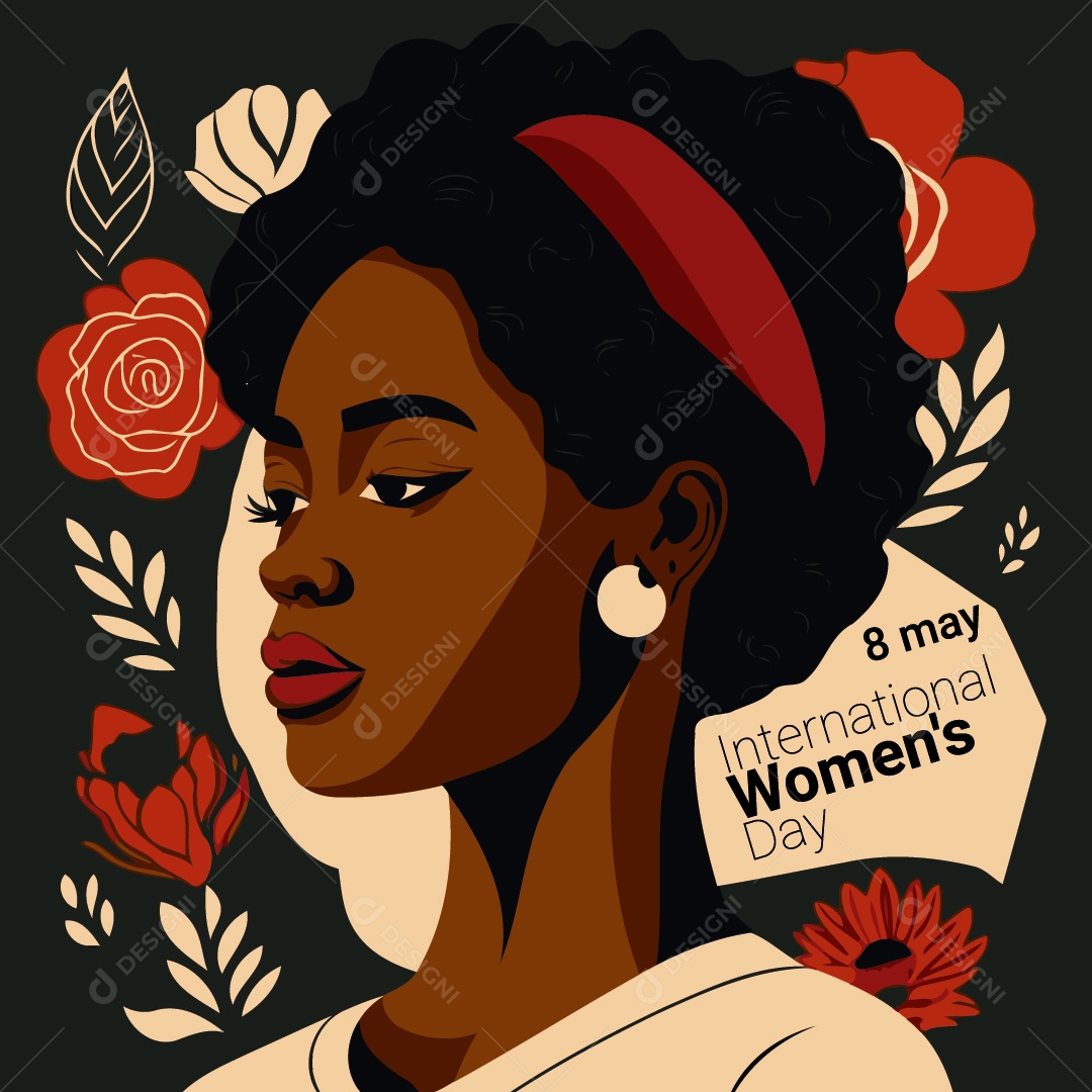 Ilustração dia internacional da mulher desenho de mulher morena Vetor EPS