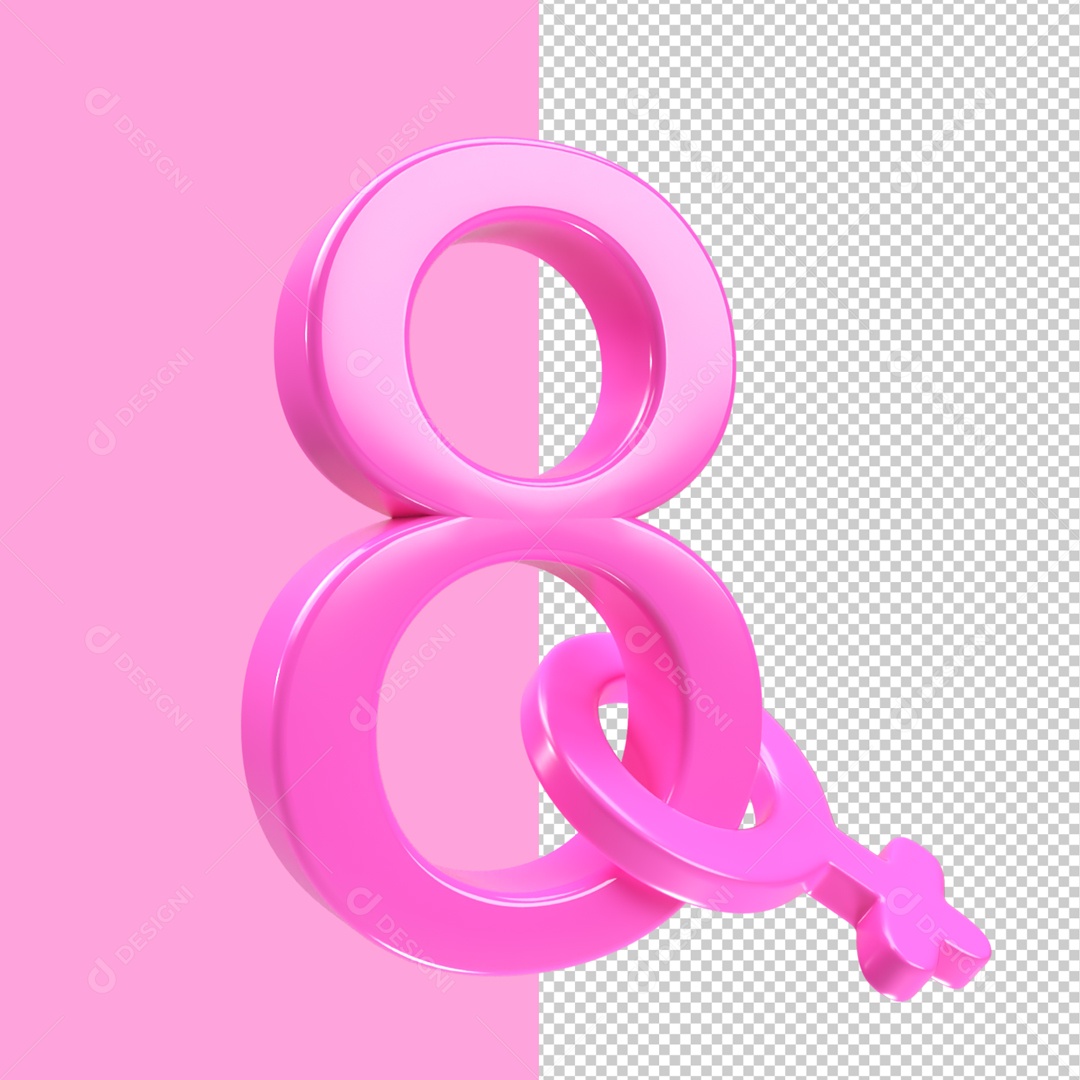 Símbolo Da Mulher Elemento 3D Rosa Para Composição PSD