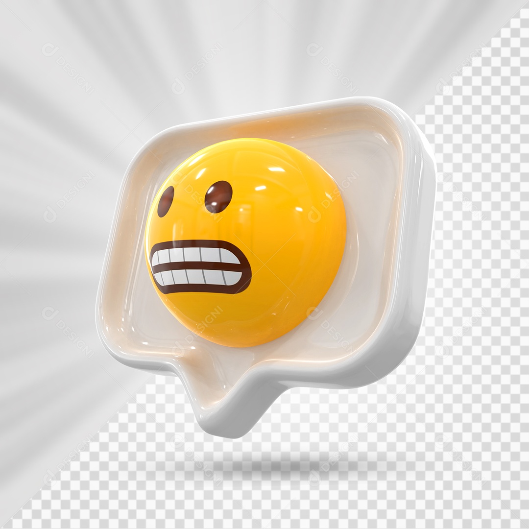 Emoji Branco Reação Careta Elemento 3D Para Composição PSD