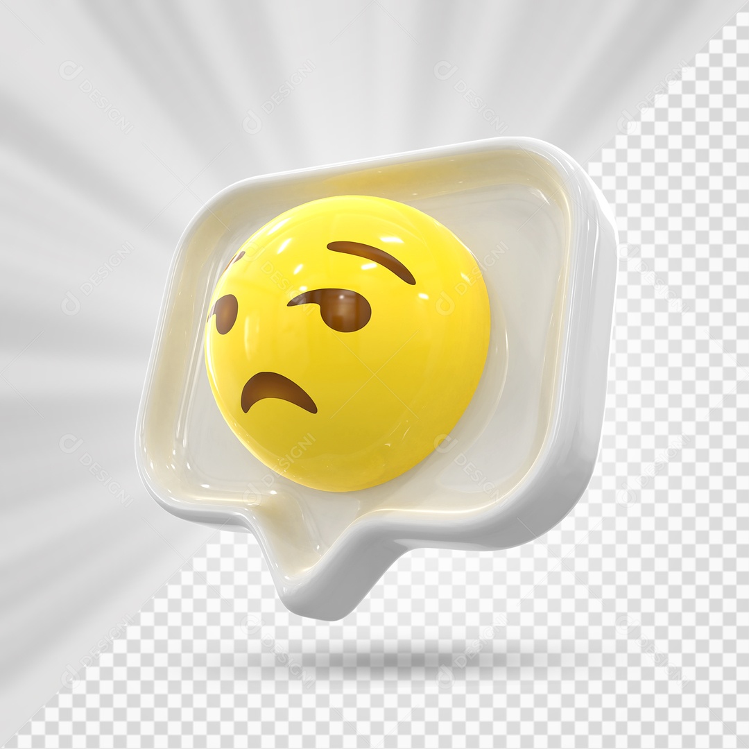 Emoji Branco Reação Entediado Elemento 3D Para Composição PSD