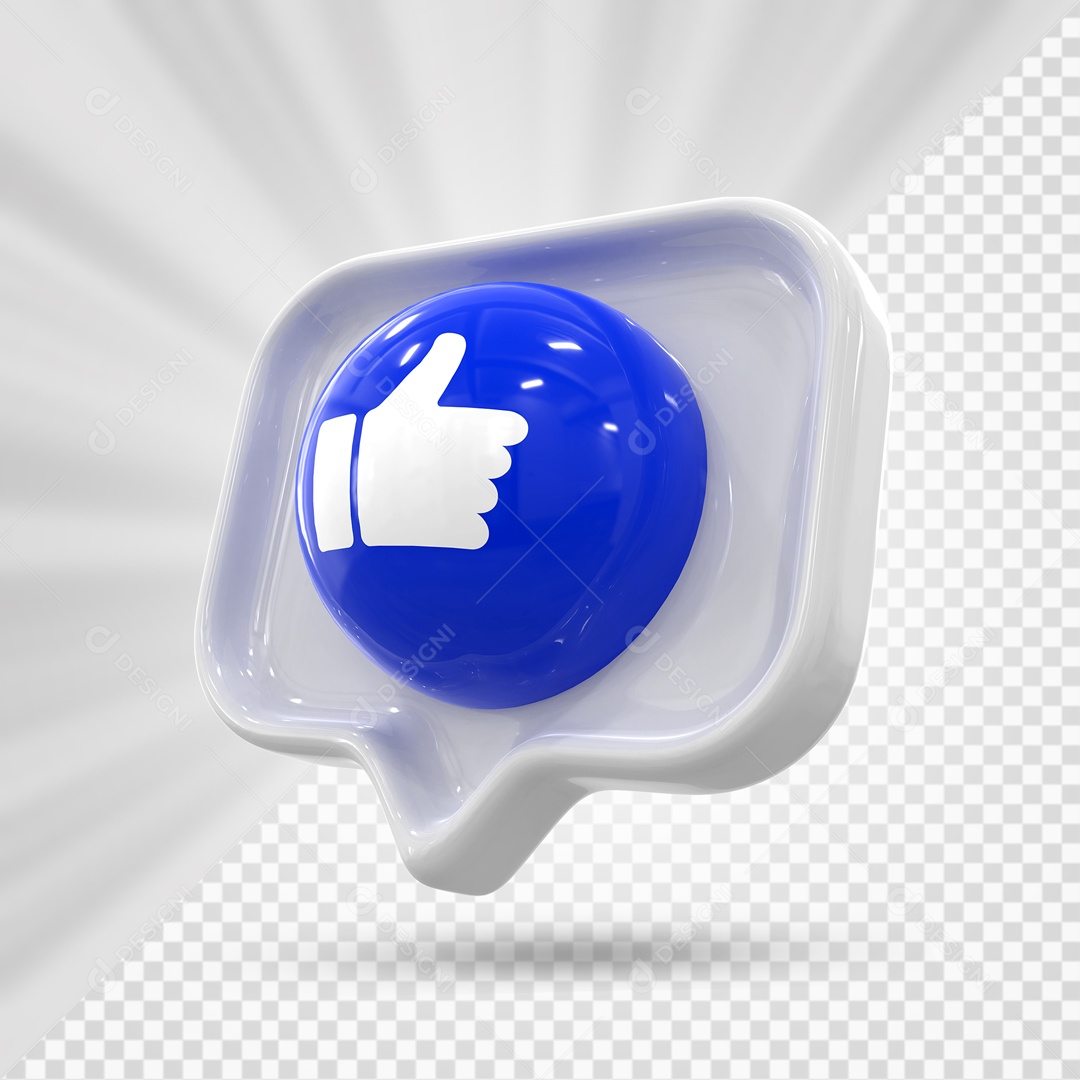 Emoji Branco de Like Azul Elemento 3D Para Composição PSD