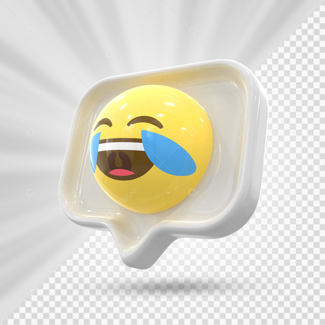 Emoji de Comentário Branco Chorando de Alegria Elemento 3D Para Composição PSD