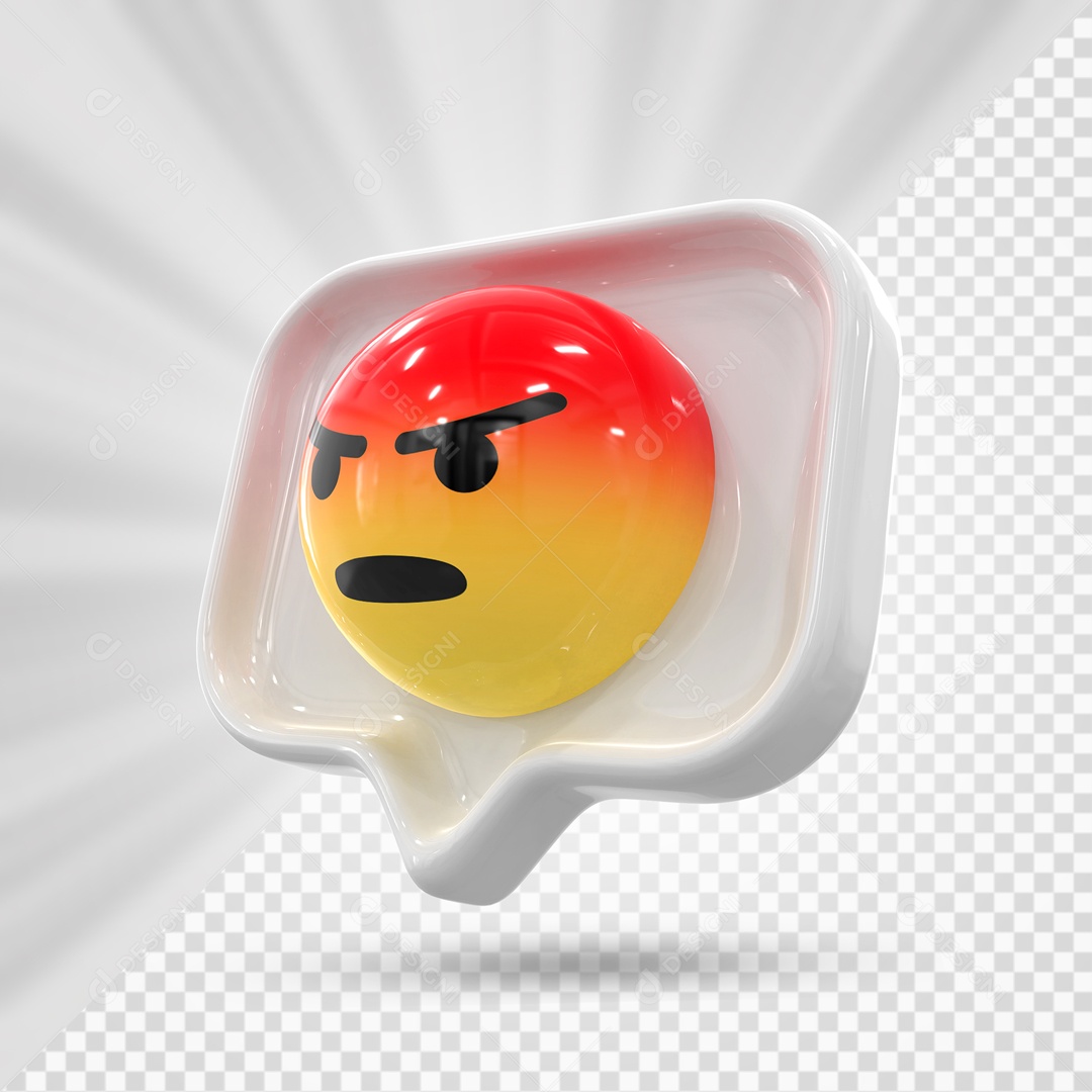 Emoji Branco Reação Raiva Elemento 3D Para Composição PSD