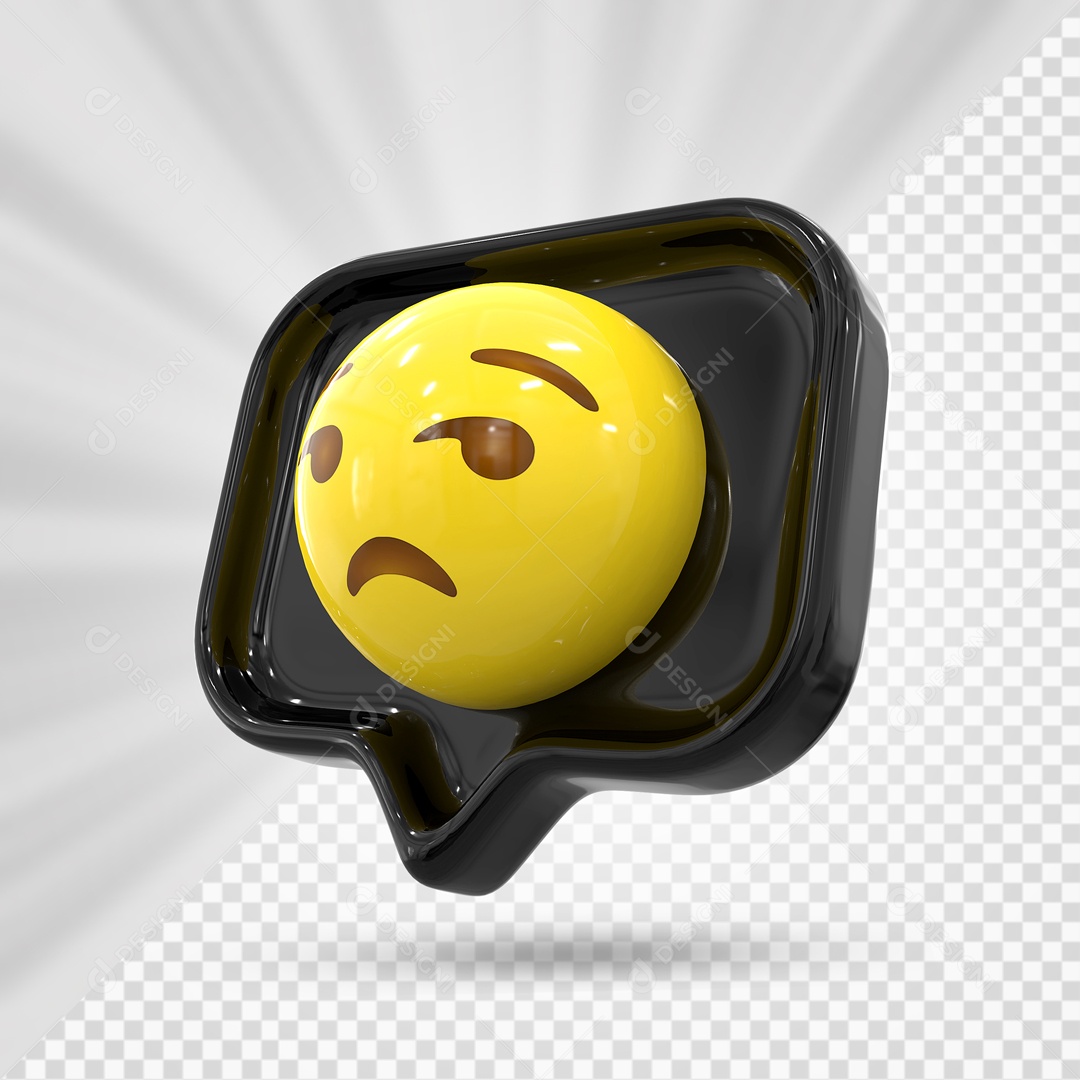 Emoji Preto Reação Entediado Elemento 3D Para Composição PSD
