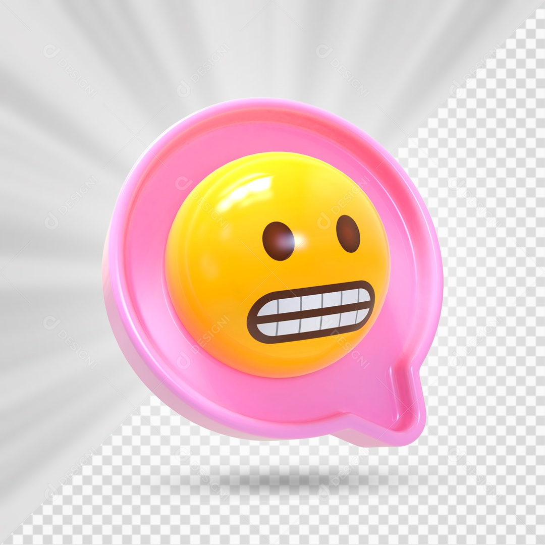 Emoji Rosa Reação Careta Elemento 3D Para Composição PSD