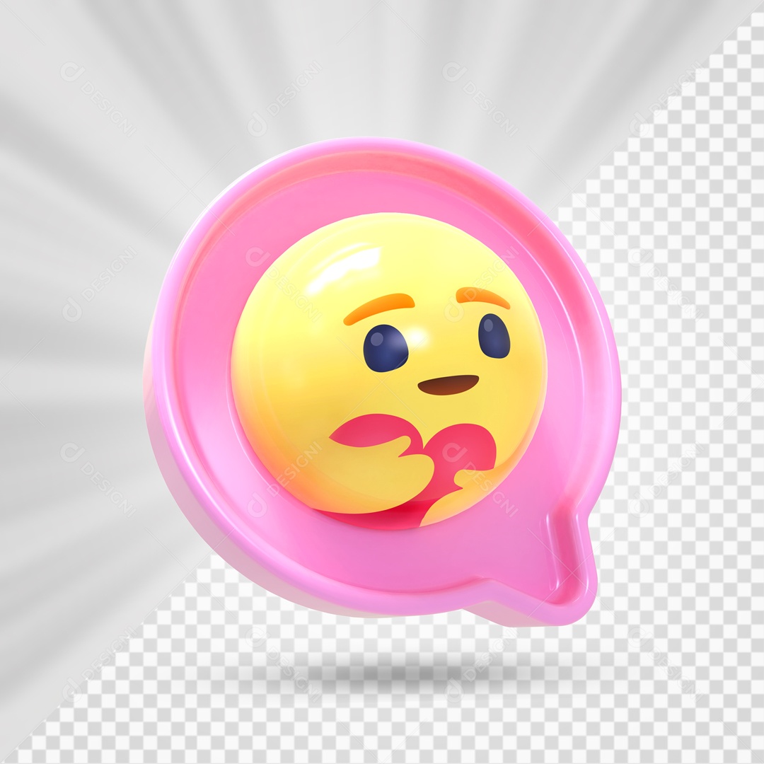 Emoji Rosa Feliz E Abraçando O Coração Elemento 3D PSD