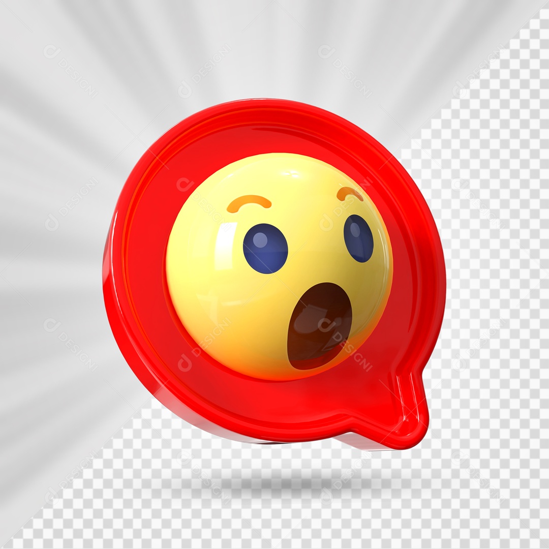 Emoji Vermelho Reação Uau Elemento 3D Para Composição PSD