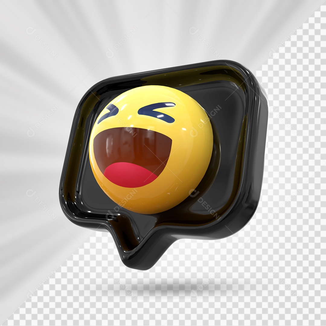 Emoji de Comentário Preto Feliz Elemento 3D Para Composição PSD