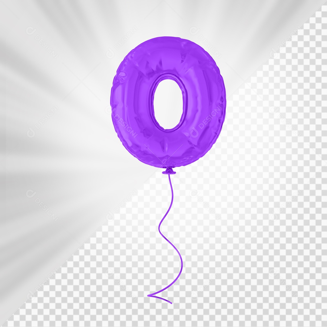 Balão De Festa Roxo De Número 0 Elemento 3D Para composição PSD