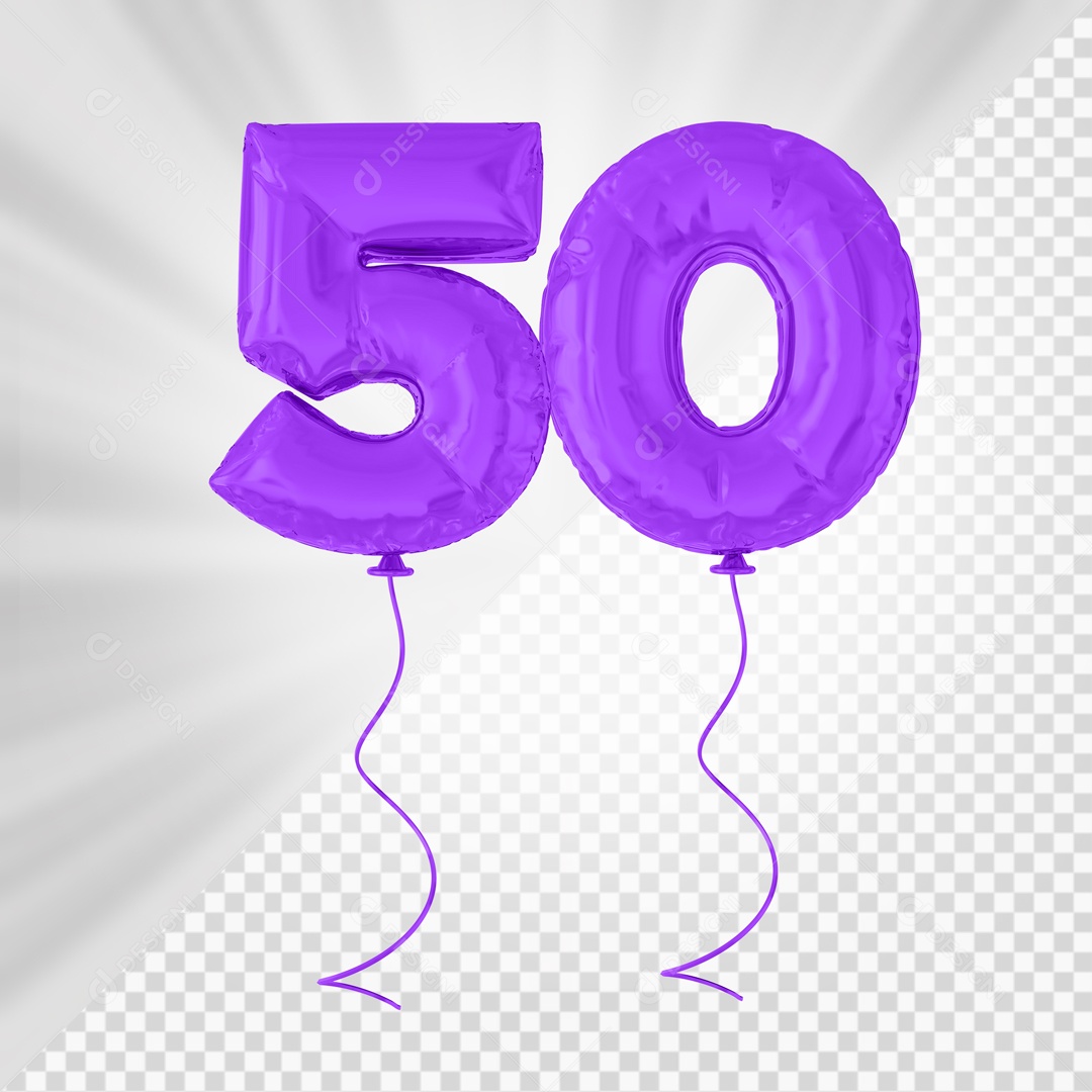 Balão De Festa Roxo De Número 50 Elemento 3D Para composição PSD