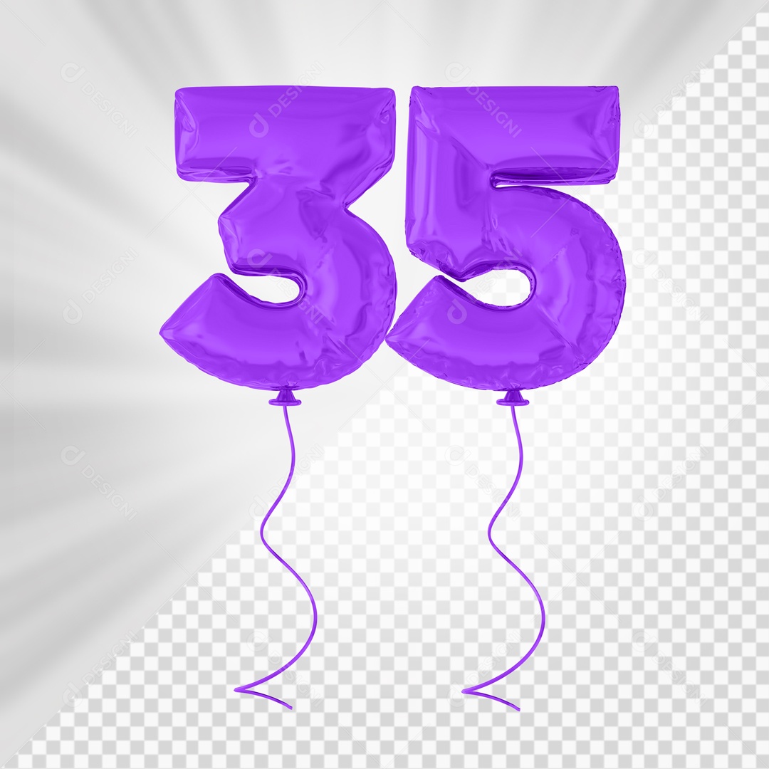 Balão De Festa Roxo De Número 35 Elemento 3D Para composição PSD