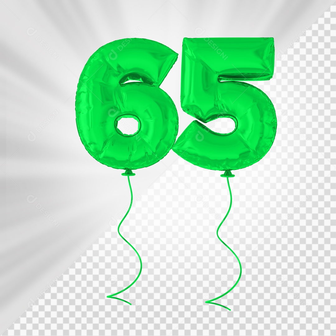 Balão De Festa Verde De Número 65 Elemento 3D Para composição PSD