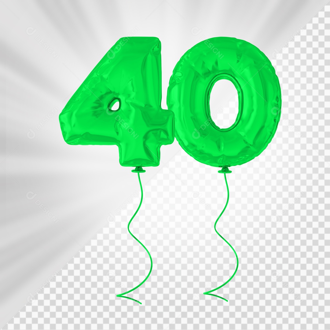 Balão De Festa Verde De Número 40 Elemento 3D Para composição PSD