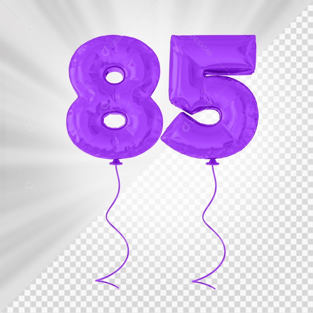 Balão De Festa Roxo De Número 85 Elemento 3D Para composição PSD