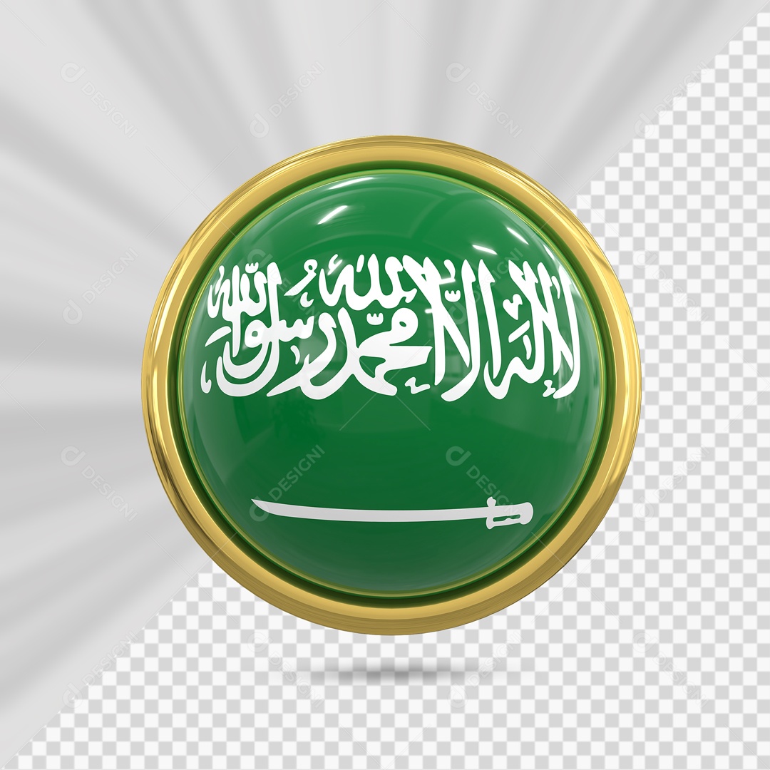 Bandeira Da Arábia Saudita No Ícone Redondo Elemento 3D PSD