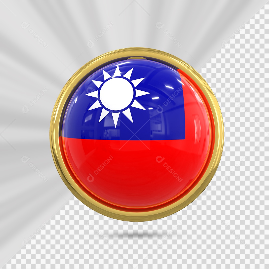 Bandeira Do Taiwan No Ícone Redondo Elemento 3D PSD