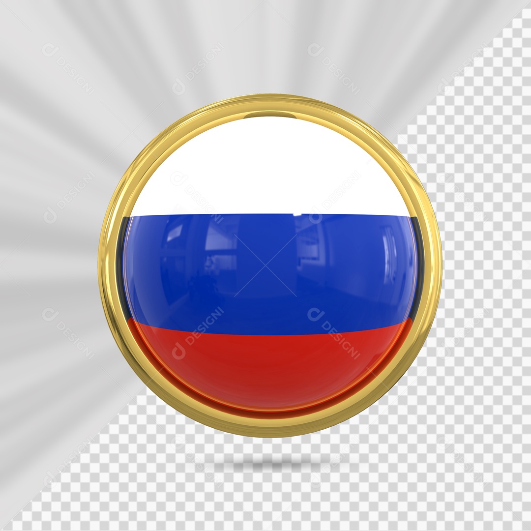 Bandeira Da Rússia No Ícone Redondo Elemento 3D PSD