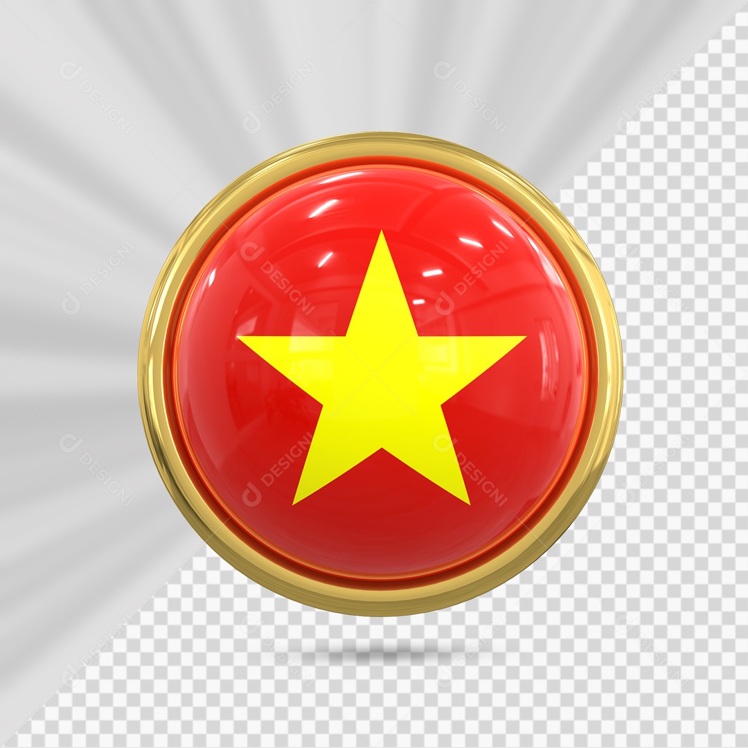 Bandeira Do Vietname No Ícone Redondo Elemento 3D PSD