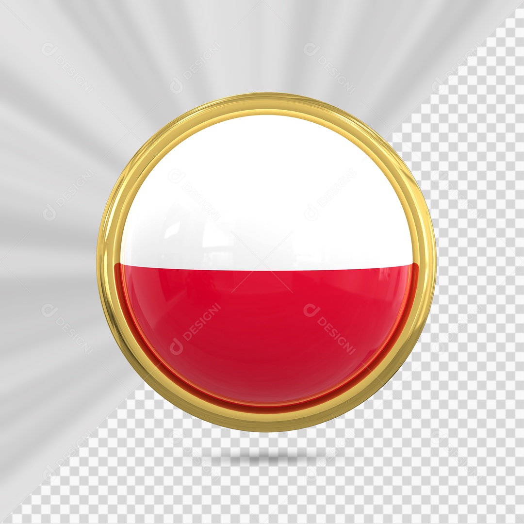 Bandeira Da Polónia No Ícone Redondo Elemento 3D PSD