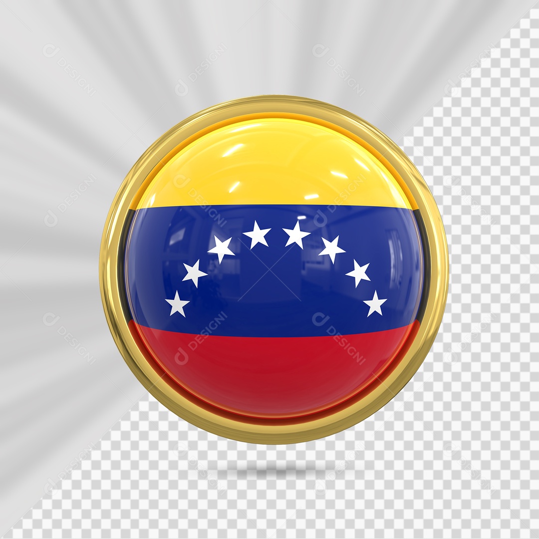Bandeira Da Venezuela No Ícone Redondo Elemento 3D PSD