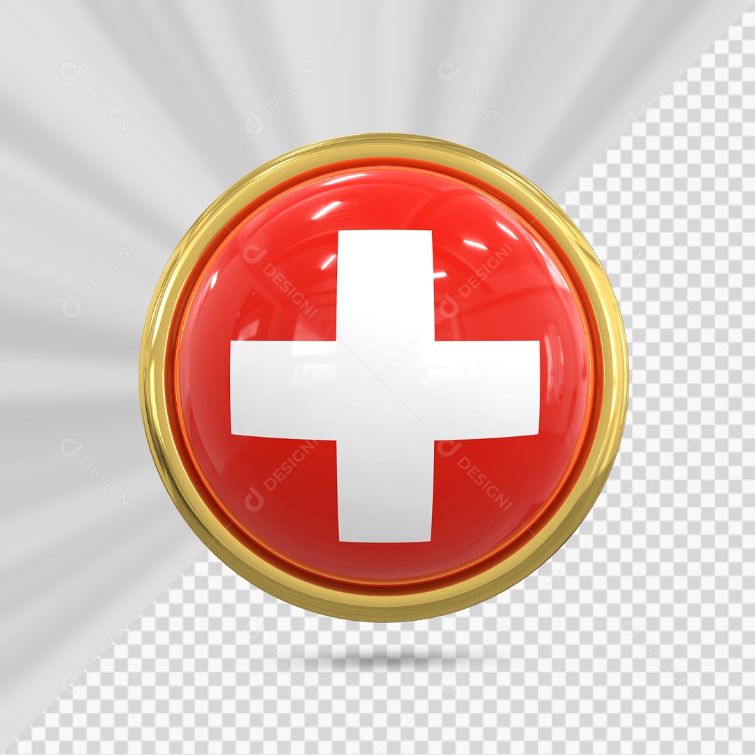 Bandeira Da Suíça No Ícone Redondo Elemento 3D PSD