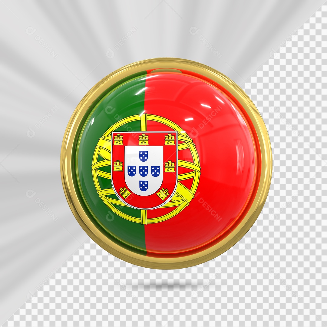 Bandeira De Portugal No Ícone Redondo Elemento 3D PSD