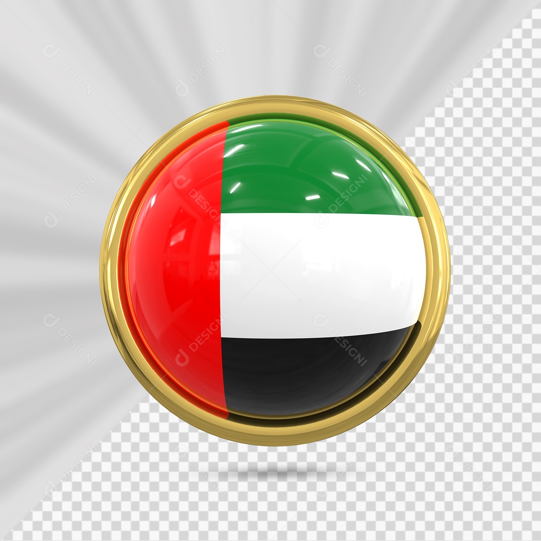 Bandeira Dos Emirados Árabes Unidos No Ícone Redondo Elemento 3D PSD