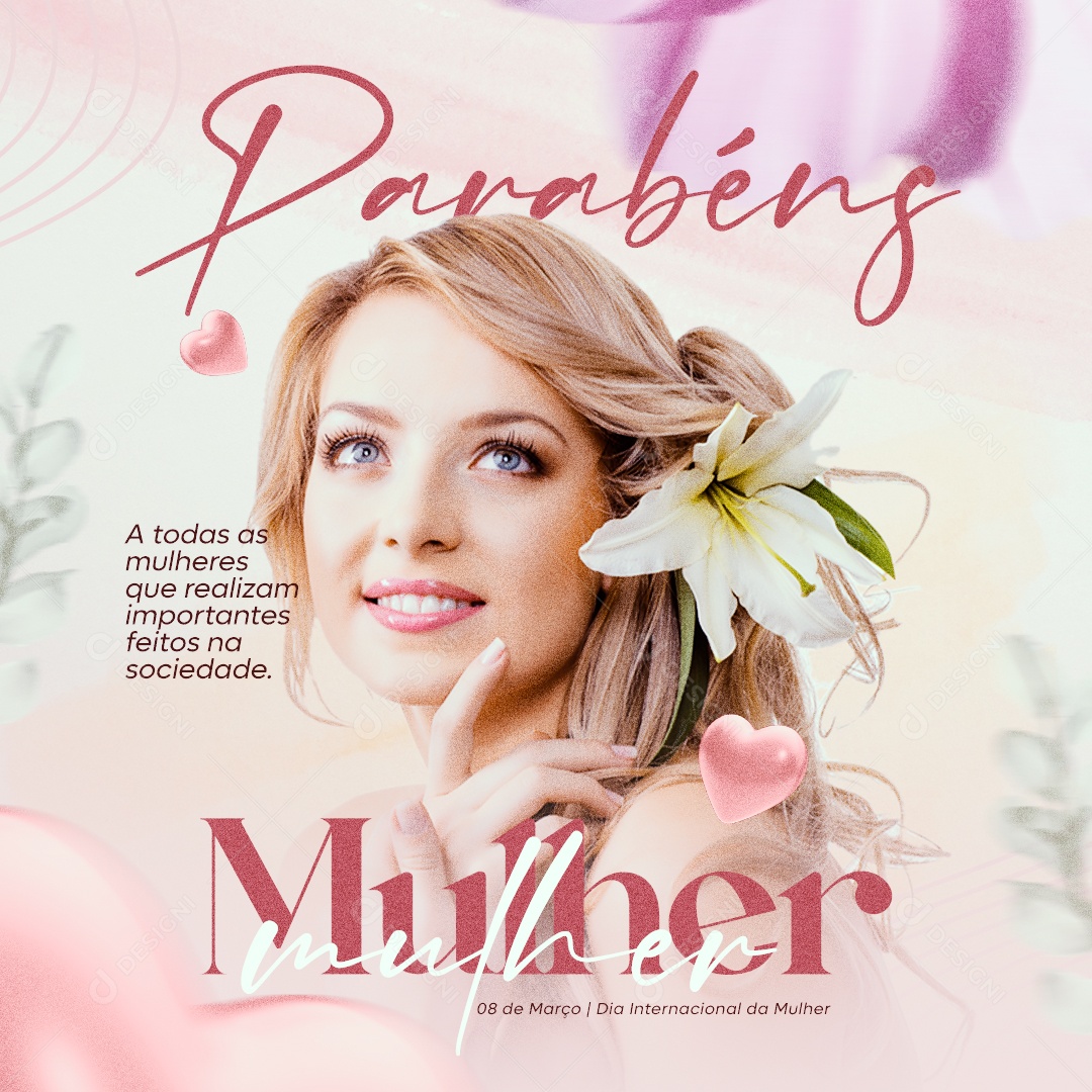 Dia Internacional da Mulher 8 de Março Social Media PSD Editável