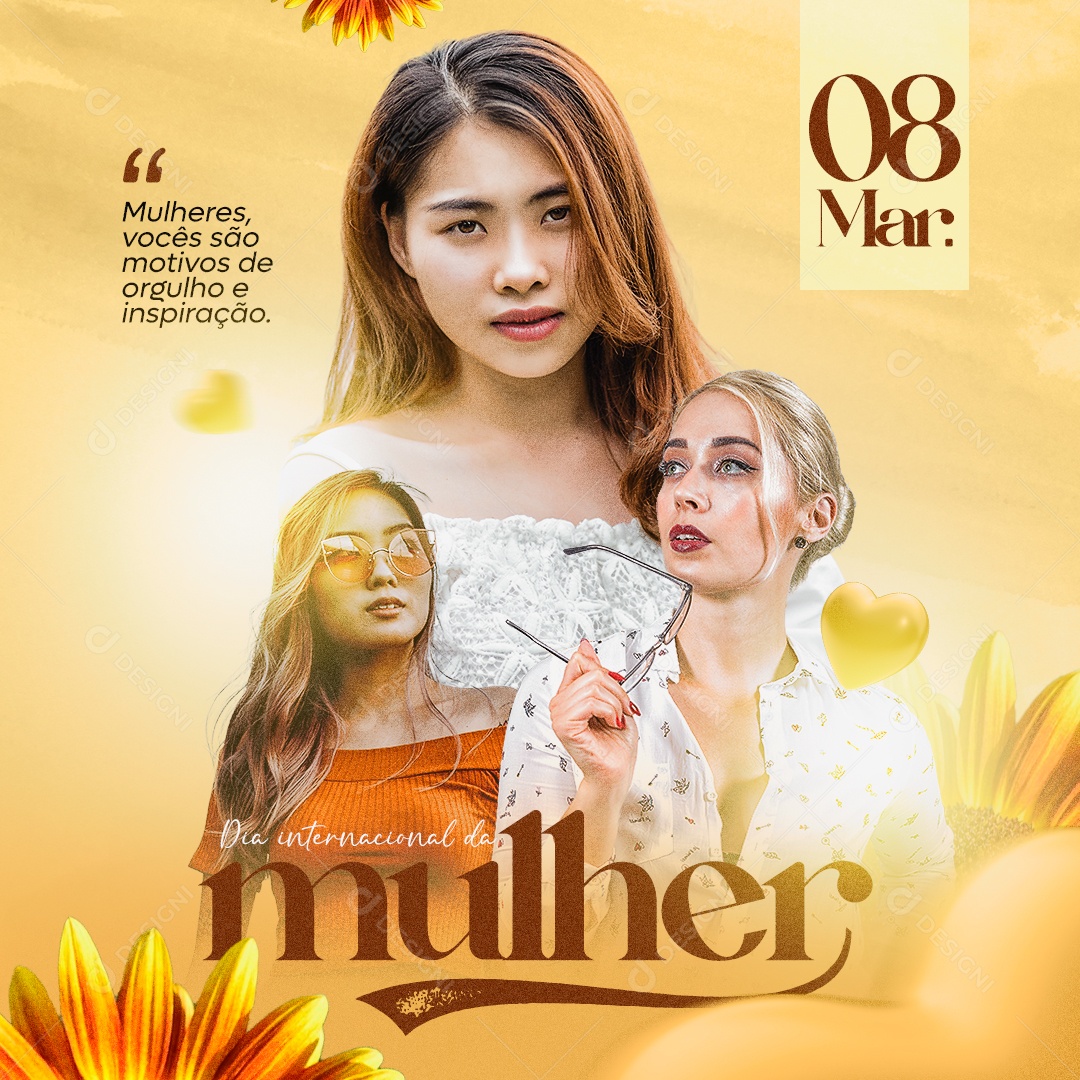 Dia Internacional da Mulher 8 de Março Social Media PSD Editável