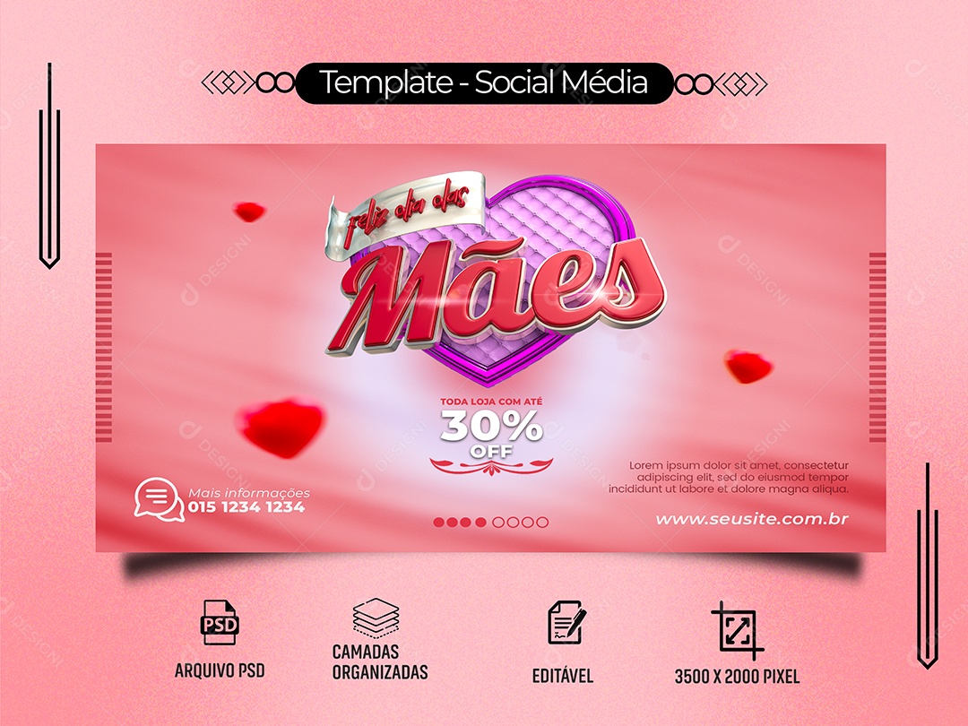 Banner Dia Das Mães Filhos Amor Carinho Ofertas Descontos Preços Baixos Promoção